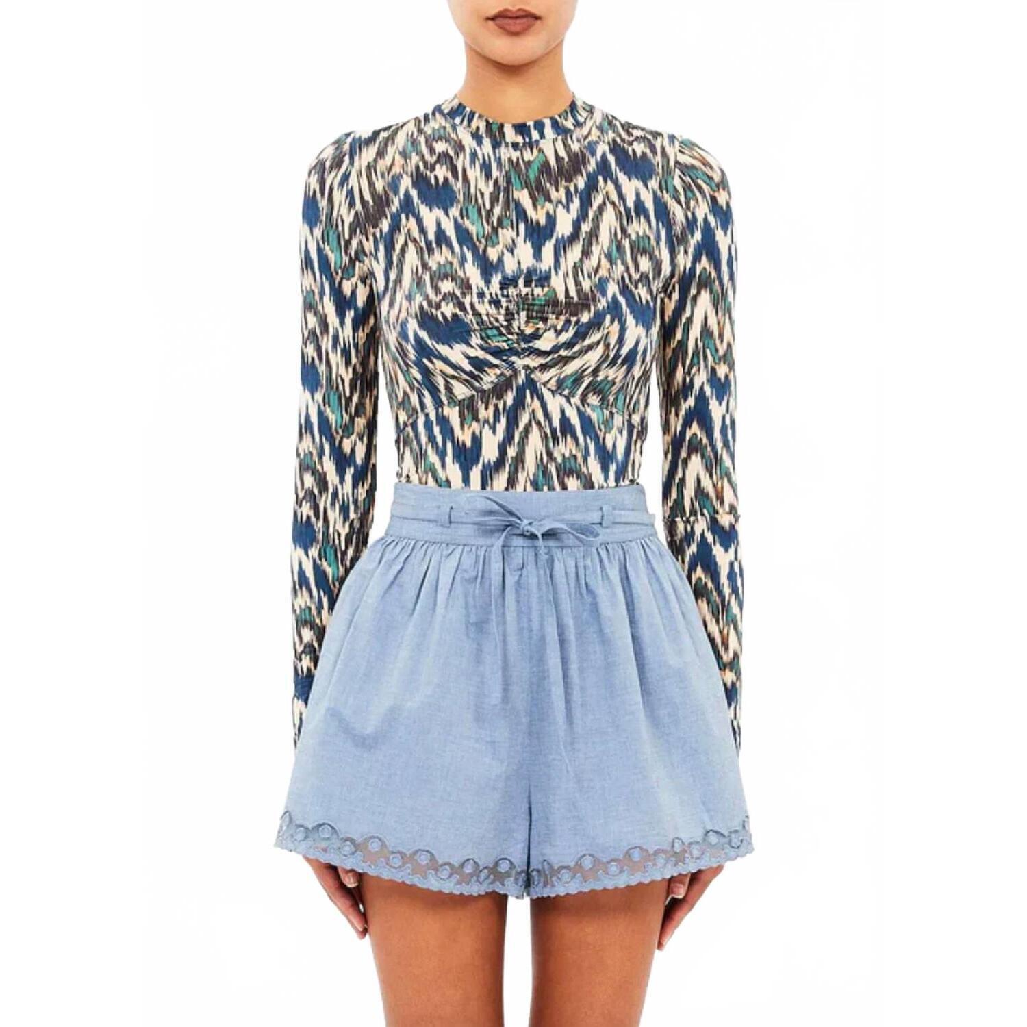 New Ulla Johnson Neri Long Sleeve Ruched Top In Riverslate